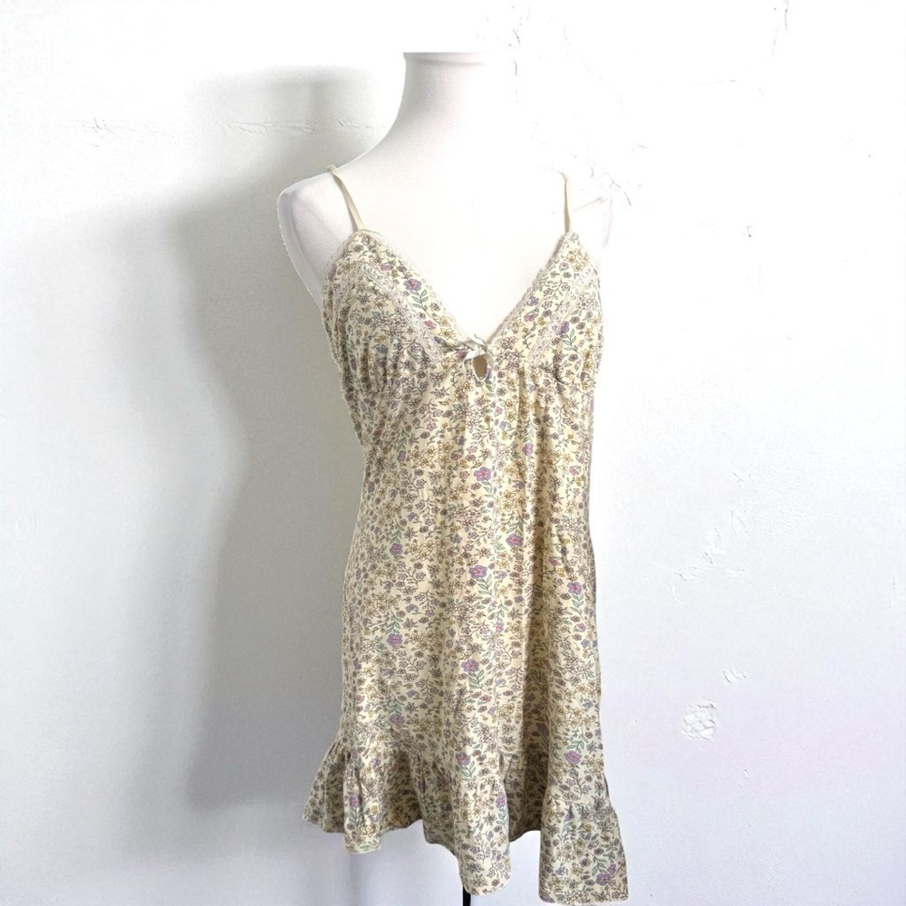 Vintage Floral Babydoll Coquette Cottagecore Mini Ruffle Y2K Fairycore Romance M